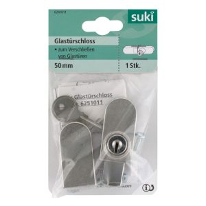 Suki Glastürschloss vernickelt für Doppeltüren Suki Glastürschloss vernickelt für Doppeltüren
