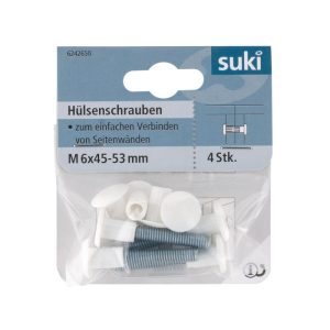 Suki Hülsenschraube Senkkopf 45-53 mm weiß 4 Stück