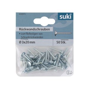 Suki Rückwandschraube Senkkopf Kreutzschlitz 3 x 20 mm 50 Stück Suki Rückwandschraube Senkkopf Kreutzschlitz 3 x 20 mm 50 Stück