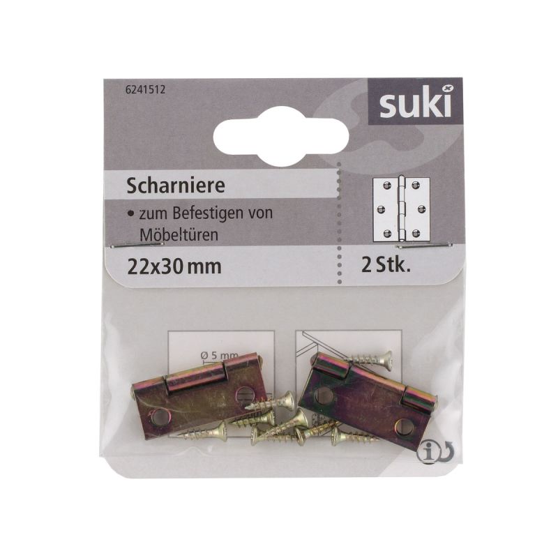 Suki Scharnier Stahl 2,2 x 3 cm schmale Ausführung 2 Stück
