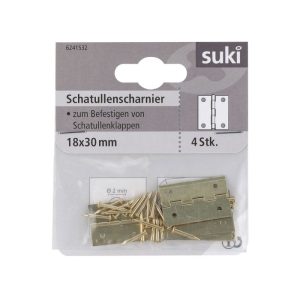 Suki Schatullenscharnier 1,8 x 3 cm vermessingt 4 Stück
