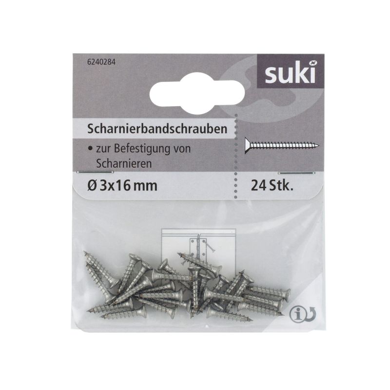 Suki Scharnierbandschraube Durchmesser 3 x 16 mm matt 24 Stück