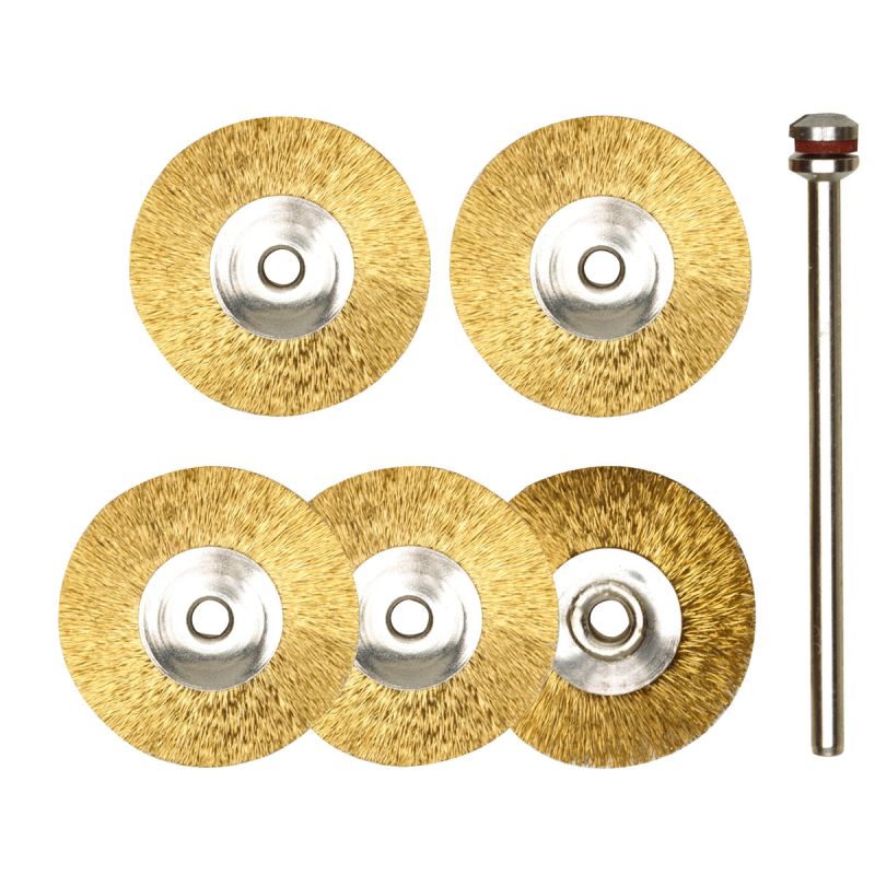 Proxxon Micromot Radbürsten Messing Durchmesser 22 mm 5 Stück und 1 Träger