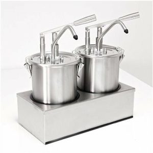 SCHNEIDER Saucenspender / Dosierspender 2×5 Liter Edelstahl mit Hebel SCHNEIDER Saucenspender / Dosierspender 2×5 Liter Edelstahl mit Hebel
