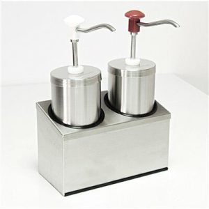 SCHNEIDER Saucenspender / Ketchup Mayo Senf Spender 4,5 Liter, Edelstahl mit Druckknopf SCHNEIDER Saucenspender / Ketchup Mayo Senf Spender 4,5 Liter, Edelstahl mit Druckknopf