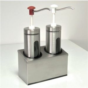 SCHNEIDER Saucenspender 2×2 Liter Behälter mit Druckknopf und Sichtfenster SCHNEIDER Saucenspender 2×2 Liter Behälter mit Druckknopf und Sichtfenster