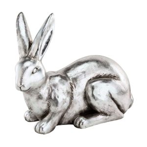Kunstgewerbe Gehlmann Fiberglas-Hase silber 41,5 x 21,5 x 31 cm Kunstgewerbe Gehlmann Fiberglas-Hase silber 41,5 x 21,5 x 31 cm