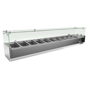 Aufsatzkühlvitrine Kühlaufsatz 10x GN1/4, Breite 2000mm Aufsatzkühlvitrine Kühlaufsatz 10x GN1/4, Breite 2000mm