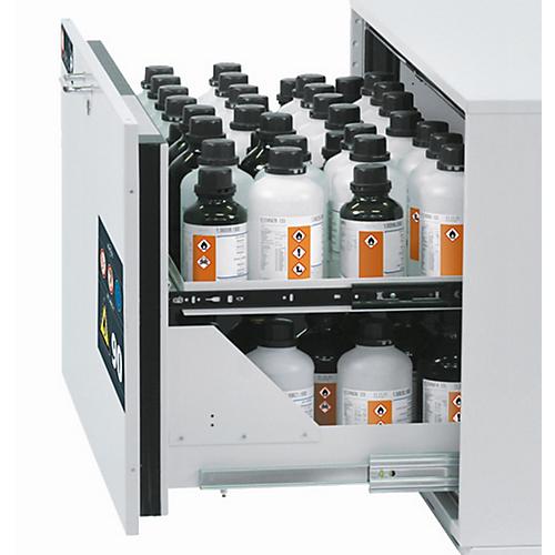 2. Auszugsebene für asecos Sicherheitsschränke der UB90 Serie, Edelstahl 1.4301, B 432 x T 442 x H 45 mm, 3 l, bis 25 kg