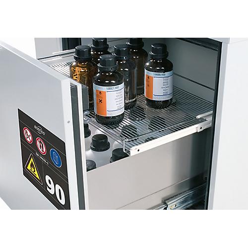 2. Auszugsebene für asecos Sicherheitsschränke der UB90 Serie, Edelstahl 1.4301, B 725 x T 425 x H 47 mm, bis 25 kg