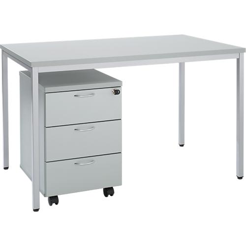 2-tlg. Stahlrohrtisch-Set, Stahlrohrtisch, lichtgrau/weißaluminium