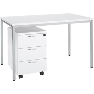 2-tlg. Stahlrohrtisch-Set, Stahlrohrtisch, weiß/weißaluminium 2-tlg. Stahlrohrtisch-Set, Stahlrohrtisch, weiß/weißaluminium