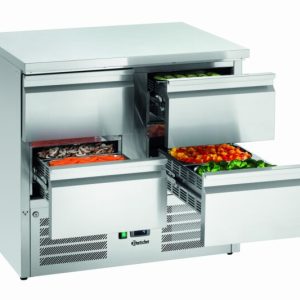 Bartscher Mini-Kühltisch 900S4, 4 Schubladen 1/1 GN Bartscher Mini-Kühltisch 900S4, 4 Schubladen 1/1 GN