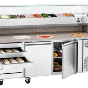 BARTSCHER Pizzakühltisch G-S7T2, 7 Schubladen, 2 Türen, mit Kühlaufsatz BARTSCHER Pizzakühltisch G-S7T2, 7 Schubladen, 2 Türen, mit Kühlaufsatz