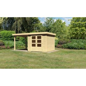Karibu Gartenhaus Askola mit Anbaudach 225 cm naturbelassen 238 x 242 x 211 cm