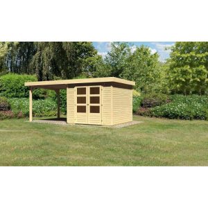 Karibu Gartenhaus Askola mit Anbaudach 260 cm naturbelassen 238 x 242 x 211 cm