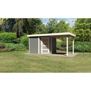 Karibu Gartenhaus Schwandorf 3/5 mit Anbaudach 220 cm 242 x 246 x 218 cm grau Karibu Gartenhaus Schwandorf 3/5 mit Anbaudach 220 cm 242 x 246 x 218 cm grau