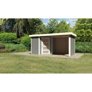 Karibu Gartenhaus Schwandorf 3/5 mit Anbaudach 220 cm und Seiten-/Rückwand 433 x 217 x 218 cm grau Karibu Gartenhaus Schwandorf 3/5 mit Anbaudach 220 cm und Seiten-/Rückwand 433 x 217 x 218 cm grau