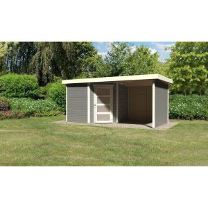 Karibu Gartenhaus Schwandorf 3/5 mit Anbaudach 220 cm und Seiten-/Rückwand 462 x 246 x 218 cm grau Karibu Gartenhaus Schwandorf 3/5 mit Anbaudach 220 cm und Seiten-/Rückwand 462 x 246 x 218 cm grau