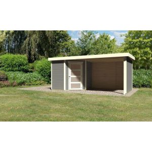 Karibu Gartenhaus Schwandorf 3/5 mit Anbaudach 260 cm und Seiten-/Rückwand 213 x 217 x 218 cm grau Karibu Gartenhaus Schwandorf 3/5 mit Anbaudach 260 cm und Seiten-/Rückwand 213 x 217 x 218 cm grau