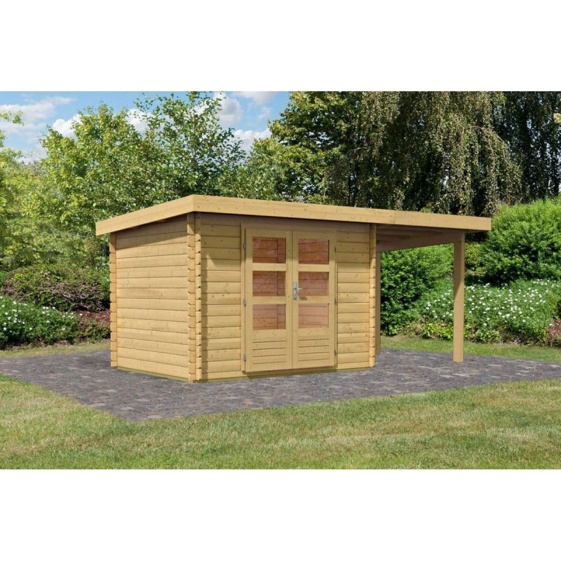 Karibu Gartenhaus Bastrup mit Schleppdach 200 cm naturbelassen 200 x 202 x 202 cm