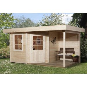 Weka Designhaus 213 A mit Anbau 150 cm 5-Eck 396 x 238 x 224 cm braun Weka Designhaus 213 A mit Anbau 150 cm 5-Eck 396 x 238 x 224 cm braun