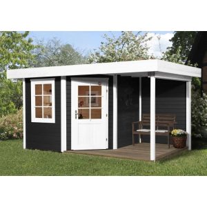 Weka Designhaus 213 A mit Anbau 150 cm 5-Eck 456 x 298 x 224 cm schwarz Weka Designhaus 213 A mit Anbau 150 cm 5-Eck 456 x 298 x 224 cm schwarz