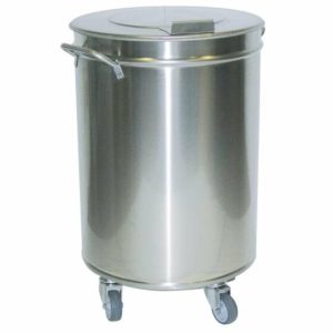Edelstahl Abfalleimer, 90lt., ø46 cm