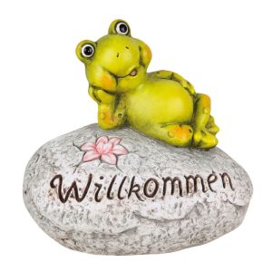 Haveson Frosch auf Stein Willkommen Polystone LxBxH ca 30 x 20 x 28,5 Haveson Frosch auf Stein Willkommen Polystone LxBxH ca 30 x 20 x 28,5