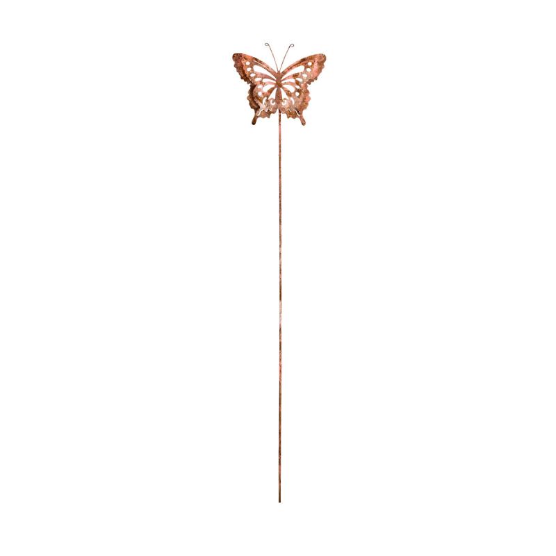 Kunstgewerbe Gehlmann Metallstecker Schmetterling 18 x 95 cm rosa/rustik