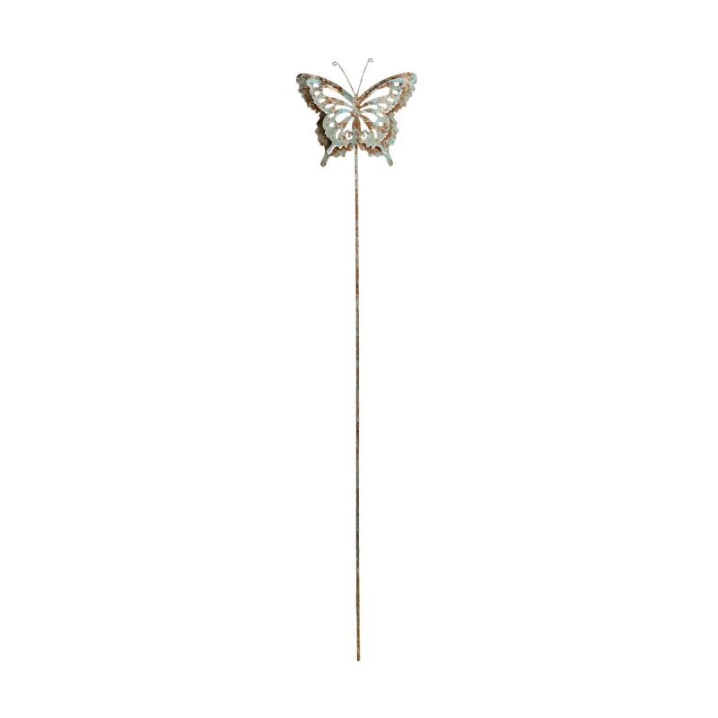 Kunstgewerbe Gehlmann Metallstecker Schmetterling 18 x 95 cm Türkis