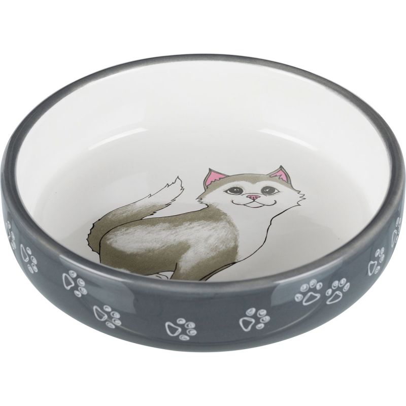 Trixie Keramiknapf Katze für kurznasige Rassen 300 ml 15 cm grau/weiss