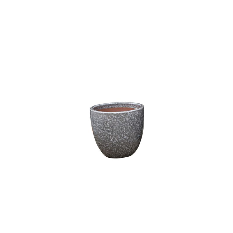 Haveson Pflanztopf Eggpot glasierter Stein hellgrau 41 x41 x 37,5 cm
