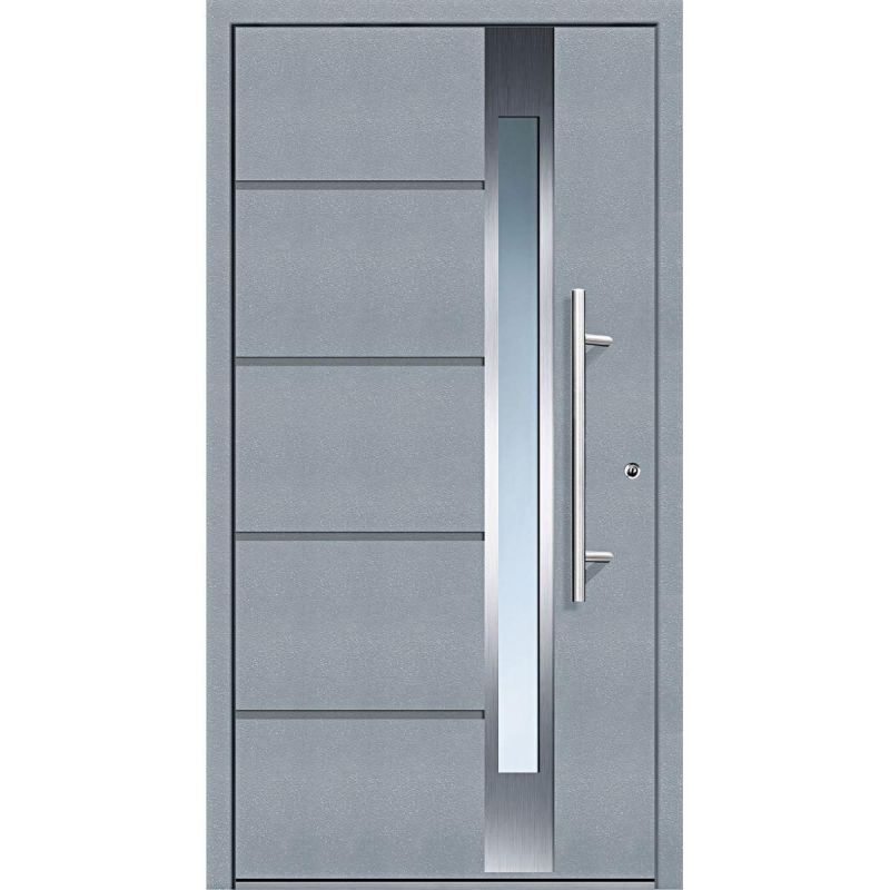 Aluminium-Sicherheitshaustür Rom Superior grau 110 x 210 cm rechts