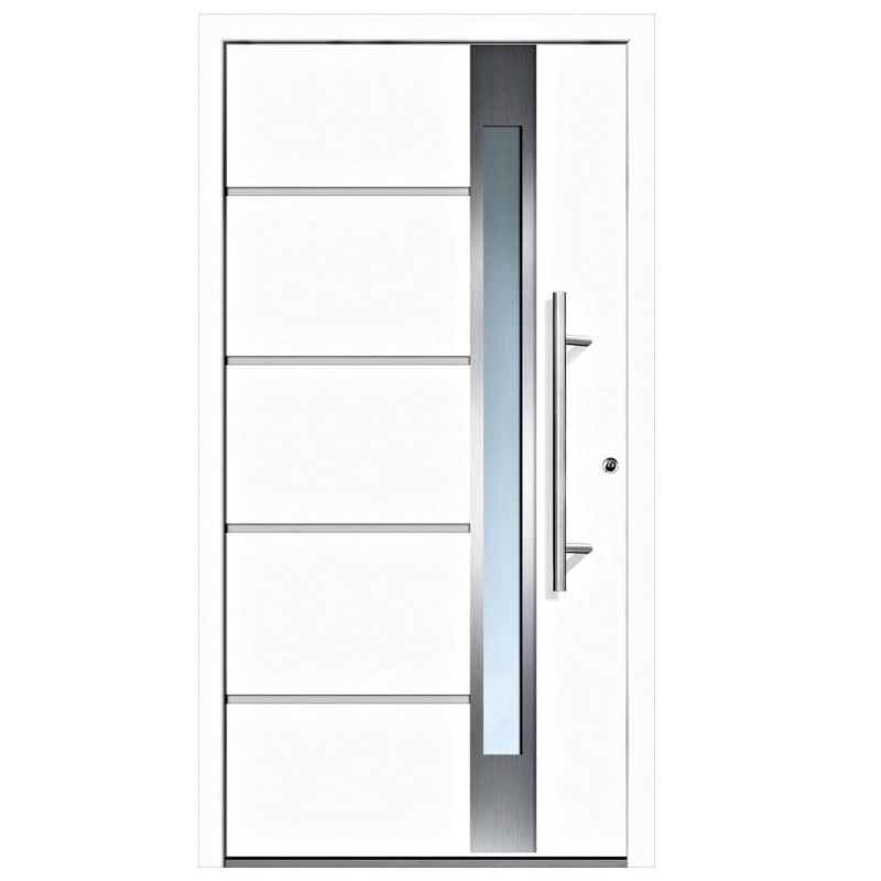 Aluminium-Sicherheitshaustür Rom Superior 60 mm weiß 100 x 210 cm Anschlag rechts inkl Griffset