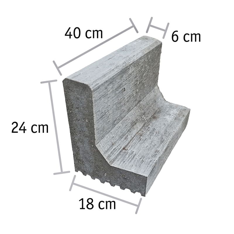 L-Bordstein grau 24 x 40 x 18 x 6 cm