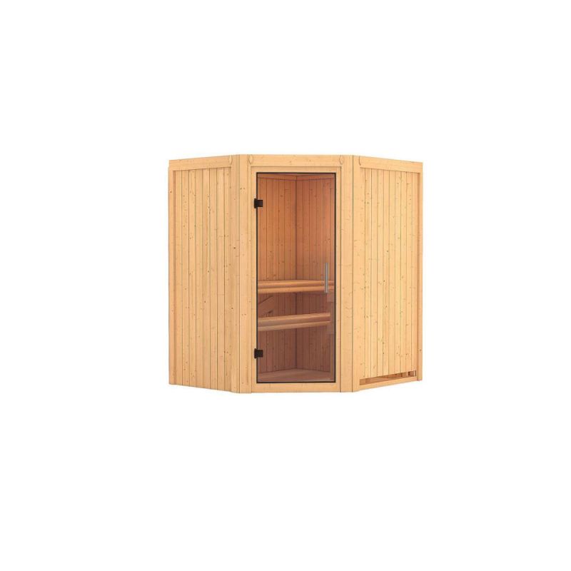 Karibu Sauna Taurin Eckeinstieg ohne Ofen kein Kranz Klarglas-Tür