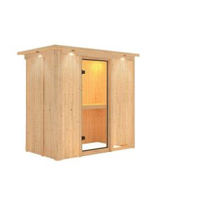 Karibu Sauna Variado Fronteinstieg ohne Ofen mit Kranz Klarglas-Tür