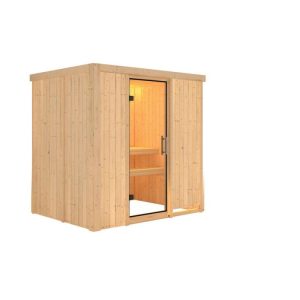 Karibu Sauna Bodin Fronteinstieg ohne Ofen kein Kranz Klarglas-Tür