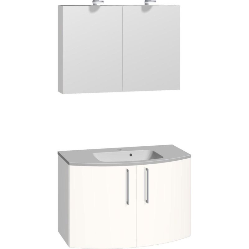 Scanbad Badmöbelset Modern und 90 cm weiß/weiß hochglänzend