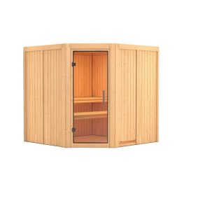 Karibu Sauna Jarin Eckeinstieg ohne Ofen kein Kranz Klarglas-Tür