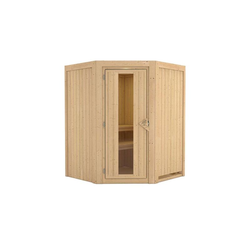 Karibu Sauna Nanja Eckeinstieg ohne Ofen kein Kranz Energiespartür