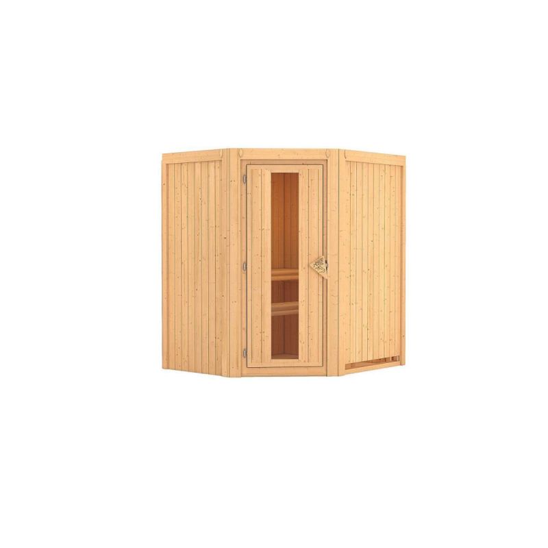 Karibu Sauna Tonja Eckeinstieg ohne Ofen kein Kranz Klarglas-Tür