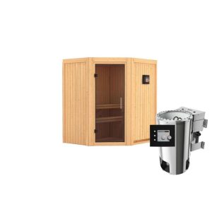 Karibu Sauna Tonja Eckeinstieg 3,6 kW Bio Ofen externe Strg modern kein Kranz Energiespartür