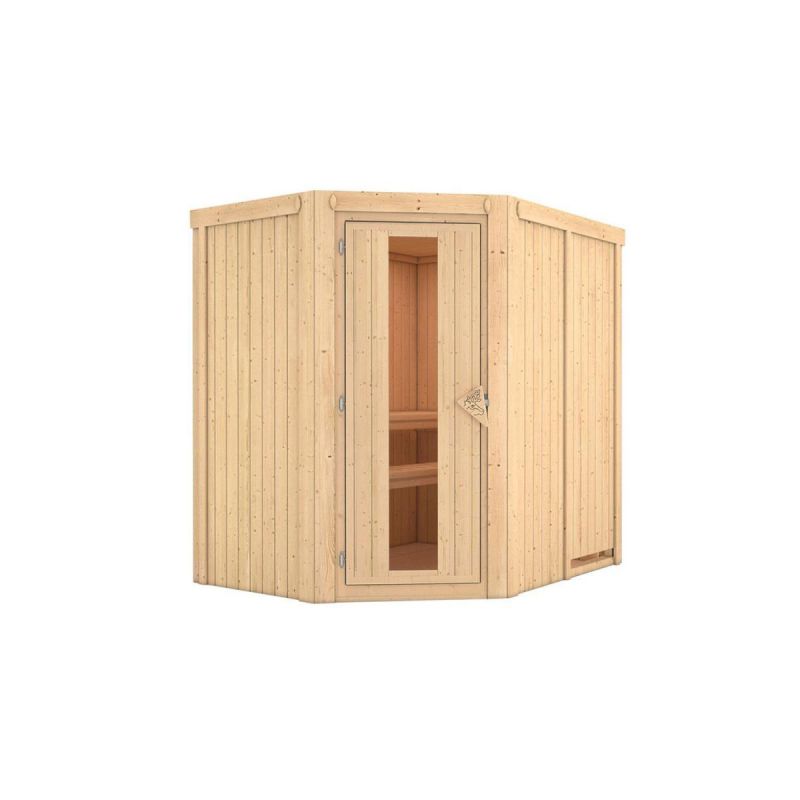 Karibu Sauna Saja Eckeinstieg ohne Ofen kein Kranz Energiespartür