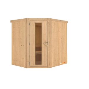 Karibu Sauna Lilja Eckeinstieg ohne Ofen kein Kranz Klarglas-Tür