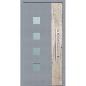 Aluminium Sicherheits-Haustür Messina Exklusiv 75 mm grau 110 x 210 cm Anschlag rechts inkl Griffset