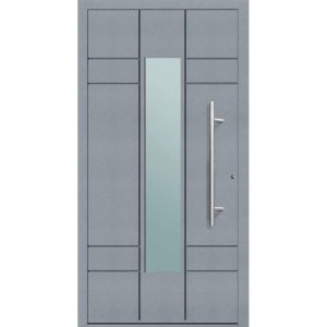 Aluminium Sicherheits-Haustür Como Exklusiv 75 mm grau 110 x 210 cm Anschlag rechts inkl Griffset