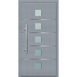Aluminium Sicherheits-Haustür Triest Exklusiv 75 mm grau 110 x 210 cm Anschlag links inkl Griffset Aluminium Sicherheits-Haustür Triest Exklusiv 75 mm grau 110 x 210 cm Anschlag links inkl Griffset