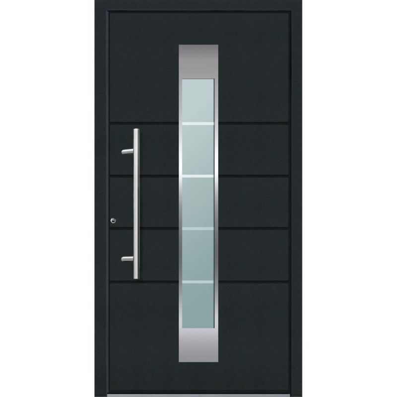 Aluminium Sicherheits-Haustür Turin Superior 60 mm anthrazit 110 x 210 cm Anschlag links inkl Griffset